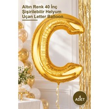 Yenilig 4 Adet C Harf Folyo Balon – Altın Renk 40 Inç Şişirilebilir Helyum Uçan Letter Balloon