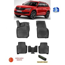 Ahlparts Skoda Kodiaq 2024 Sonrası Uyumlu 3D Havuzlu Paspas Asma Koku ve Numaratör Hediyeli