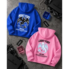 Macklin Sevgili - Arkadaş Çift Kombini Night & Light Fury Sırt Baskılı Özel Tasarım Kapüşonlu Sweatshirt 2li Takım