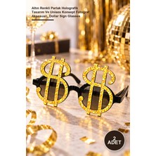 Yenilig 2 Adet Dolar Işareti Parti Gözlüğü – Altın Renkli Parlak Holografik Tasarım ve Unisex Konsept Fotoğraf Aksesuarı, Dollar Sign Glasses