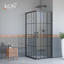ikon Enzo Kare | Mat Siyah Karolaj Duş Kabini H:190
