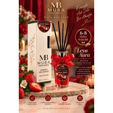 Muba Online Perfumery Leya Aura Premium Çubuklu Oda Kokusu 100 ml – Çilek ve Çilek Çiçeği Aroması, Romantik ve Ferah Koku, Uzun Süre Kalıcı Reed Diffuser, 6-8 Hafta