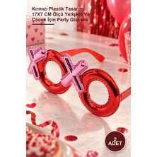 Yenilig 2 Adet Xoxo Yazılı Parti Gözlüğü – Kırmızı Plastik Tasarım 17X7 cm Ölçü Yetişkin ve Çocuk Için Party Glasses