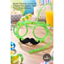 Yenilig 4 Adet Pipetli Parti Gözlüğü – Bıyıklı Tasarım, Çocuk ve Yetişkin Için Uygun, Yeşil, Party Straw Glasses