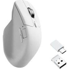 Keychron M6 Yükseltme Kablosuz Bluetooth/2.4 Ghz/kablolu Optik Fare, 1000 Hz Hafif Programlanabilir Pixart 3311 Sensör 26K Dpı/ 650 IPS Windows Mac Linux Için (Beyaz)