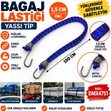 Dmax Bagaj Lastiği Yassı Tip 1.5 cm Enli Yassı Tipli Metal Kancalı 100 cm Yerli Üretim Kod :DMX4751