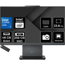 Lenovo Thinkcentre Neo 50A Gen 5 Intel Core 7 240H 48GB Ram 256GB SSD 23.8" Fhd 99% Srgb Freedos 12SC003YTRP326 Luna Grey All In One Bilgisayar + Per4 USB Bellek