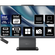 Lenovo Thinkcentre Neo 50A Gen 6 Intel Core Ultra 7 256V 16GB Ram 4tb SSD 27" Fhd WIN11 Home 13QFA001TRP310 Luna Grey All In One Bilgisayar + Per4 USB Bellek