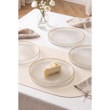 Rakle Splendid Gold Cam 4'lü Pasta Tabağı Seti 21 cm