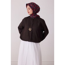 Belli Kırmızı Geometrik Desen %100 Twill Ipek Eşarp 4408-02