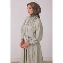 Belli Yeşil Monogram Desen %100 Twill Ipek Eşarp 4418-38