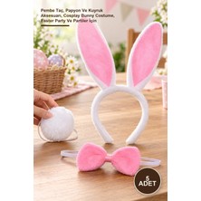 Yenilig 5 Adet Tavşan Kostüm Seti – Pembe Taç, Papyon ve Kuyruk Aksesuarı, Cosplay Bunny Costume, Easter Party ve Partiler Için