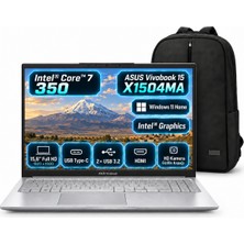Asus Vivobook 15 X1504MA Intel® Core™ 7 350 Aı 24GB 512GB SSD 15.6" IPS Fhd Windows 11 Home Taşınabilir Bilgisayar + Snertech Çanta