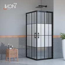 ikon Enzo Kare | Mat Siyah Karolaj Orta Buzlu Duş Kabini H:190