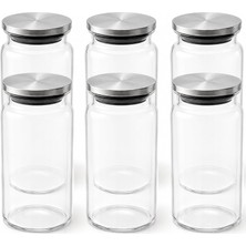 6'li Cam Saklama Kabı Kavanoz Seti, 1300 ml Geniş Hazneli Baharatlık Seti, Paslanmaz Çelik Vakumlu Kapak, Baharat Kahve Şeker Un Bakliyat ve Kuru Gıda
