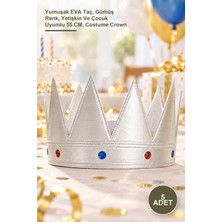 Yenilig 5 Adet Eva Kral Tacı – Yumuşak Eva Taç, Gümüş Renk, Yetişkin ve Çocuk Uyumlu 55 Cm, Costume Crown