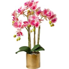 Yapay Çiçek Saksı Yapay Phalaenopsis Çiçek Aranjmanı Yapay Çiçekler Ev Ofis Banyo Için Vazolu Sahte Orkideler, Güzel Şekil