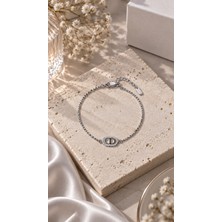 Yeline Aksesuar Silver Taşlı Çelik Bileklik