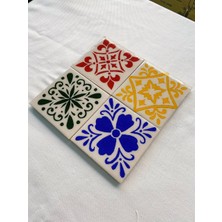 Color Craft Seramik Bardak Altlığı | 4'lü El Yapımı Bardak Altı Seti | Çay Kahve Sunum