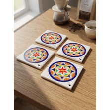 Color Craft Seramik Bardak Altlığı | 4'lü El Yapımı Bardak Altı Seti | Çay Kahve Sunum