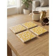 Color Craft Seramik Bardak Altlığı | 4'lü El Yapımı Bardak Altı Seti | Çay Kahve Sunum
