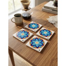 Color Craft Seramik Bardak Altlığı | 4'lü El Yapımı Bardak Altı Seti | Çay Kahve Sunum