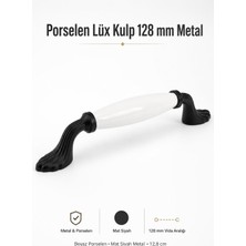 Nzb Beyaz Porselen Siyah Kulp 128 mm 12.8 cm Mobilya Çekmece Dolabı Dolap Kapak Kulb Kulpu