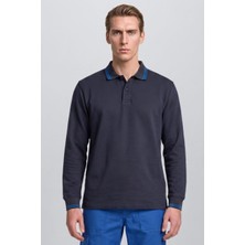 Kontrast Polo Yaka Sweatshirt