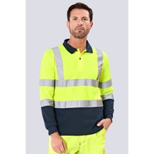 İşmont Reflektörlü Polo Yaka T-Shirt İnterlok Uzun Kollu