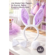 Yenilig 6 Adet Tavşan Kulak Taç Seti – Lila Gösteri Seti, Papyon ve Kuyruk, Sahne Kostümü Bunny Ears