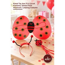 Yenilig 3 Adet Uğur Böceği Kostüm Seti – Kanat Taç Asa 3'lü Çocuk Kostümü, Gösteri Parti Aksesuarı, Ladybug Costume