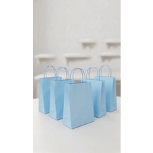 Aybaş Kağıtçılık 1. Kalite 15X8X20 Cm(10 Adet) Mavi Kağıt Çanta, Hediye Poşeti, Kına, Düğün, Nişan, Doğum Günü Çantası