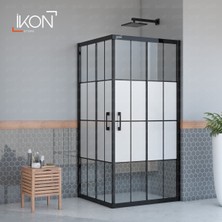 ikon Enzo Dikdörtgen | Mat Siyah Karolaj Orta Buzlu Duş Kabini H:190