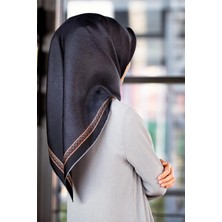 Vissona Twill Ipek Eşarp Siyah Barok Desen