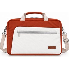 Microcase 9-14 Inç Laptop Tablet MacBook Taşıma Çantası Darbe Korumalı Omuz Askılı Çok Bölmeli Krem Kiremit AL5694