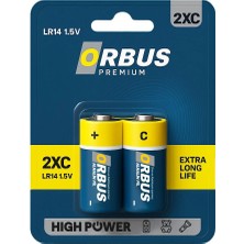 Orbus Premium 2xc LR14 C Tipi 1.5V Alkalin Orta Boy Pil - 10 Paket (20 Pil)