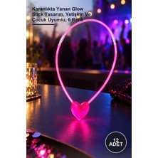 Yenilig 12 Adet Kalp Şekilli Glow Kolye – Karanlıkta Yanan Glow Stick Tasarım, Yetişkin ve Çocuk Uyumlu, 6 Renk