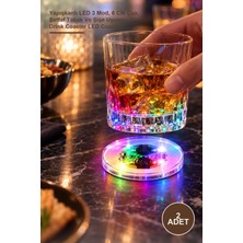 Yenilig 2 Adet Işıklı Bardak Altı Aparatı – Yapışkanlı LED 3 Mod, 6 cm Çap, Şeffaf Tabak ve Şişe Uyumlu, Drink Coaster LED Coaster