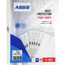 Assis A-484 A4 11 Delikli Şeffaf Poşet Dosya - 10 Paket (1.000 Adet - 1 Kutu)