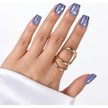 Takma Takma Mavi Nail Art Kısa Balerin 10'lu Tekrar Kullanılabilir El Yapımı Protez Takma Tırnak EKBL-3529 Mavi-S