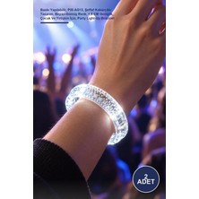 Yenilig 2 Adet LED Işıklı Bileklik – Baskı Yapılabilir, Pilli AG13, Şeffaf Kabarcıklı Tasarım, Beyaz-Gümüş Renk, 1,5 cm Genişlik, Çocuk ve Yetişkin Için, Party Light-Up Bracelet