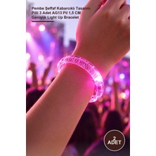 Yenilig 2 Adet LED Işıklı Baskı Yapılabilen Bileklik – Pembe Şeffaf Kabarcıklı Tasarım Pilli 3 Adet AG13 Pil 1,5 cm Genişlik Light Up Bracelet