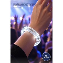 Yenilig 10 Adet LED Işıklı Bileklik – Baskı Yapılabilir, Pilli AG13, Şeffaf Kabarcıklı Tasarım, Beyaz-Gümüş Renk, 1,5 cm Genişlik, Çocuk ve Yetişkin Için, Party Light-Up Bracelet