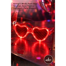 Yenilig 2 Adet Kalp LED Gözlük – Kırmızı 3 Modlu Parti Glow Gözlüğü, Neon Festival Aksesuarı, Party Glasses