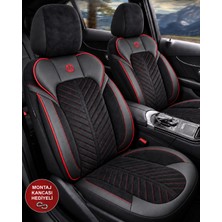 Hasakman Vw Vento Shine Siyah Kırmızı Tay Tüyü Oto Koltuk Kılıfı Tam Set-Kolay Montaj-Terletmez-Ortopedik 1991-1998
