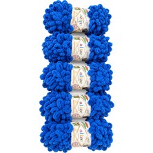 Alize Puffy [5 Adet ] El Örgü Ipliği 5´ Li PAKET-141 Mavi 100 Gram 9 Metre