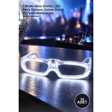 Yenilig 10 Adet Beyaz LED Işıklı Parti Gözlüğü – 3 Modlu Glow Gözlük, LED Party Glasses, Unisex Sahne ve Festival Aksesuarı