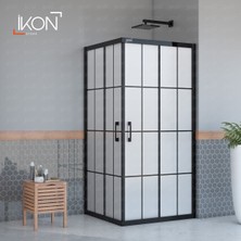 ikon Enzo Dikdörtgen | Mat Siyah Karolaj Tam Buzlu Duş Kabini H:190