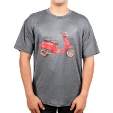 Gp Kompozit TSH004 Scooter Motosiklet Baskılı T-Shirt Gri