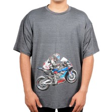 Gp Kompozit TSH002 Racing Motosiklet Bel Baskılı T-Shirt Gri